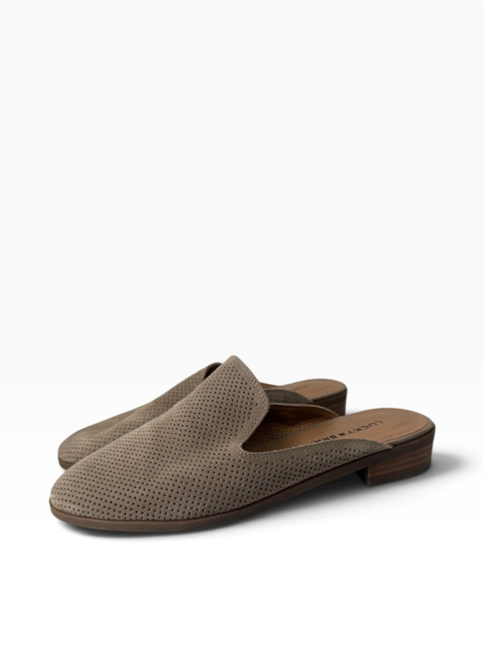 Lucky Brand LP-Coryna Slide Mule Flats Casual beige Seude sz 9